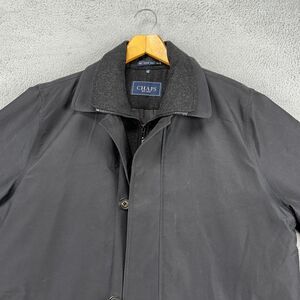 Chaps Jacket Adult 44R Black Nylon Blend Overcoat Quilted Zip Button‎ Up Mens